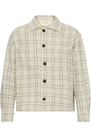 Frame Flannel Overshirt Jacket in Off White Plaid - White. Size M (also in XL).
