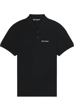 Palm Angels Classic Logo Embroidered Polo in Black - Black. Size L (also in M, S, XL/1X).