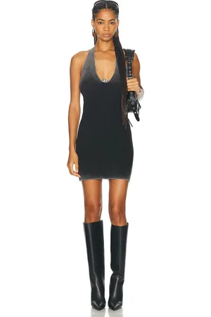Diesel Halter Mini Dress in Deep & Black - Black. Size M (also in S).