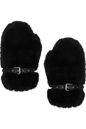 Acne Studios Alion Fur Gloves in Black - Black. Size M/L (also in XS/S).