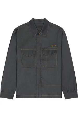 Givenchy Military Denim Jacket in Indigo Blue - Denim-Dark. Size L (also in S, XL/1X).