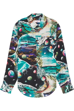 MARTINE ROSE Classic Shirt in Green Turquoise Space - Teal. Size S (also in ).