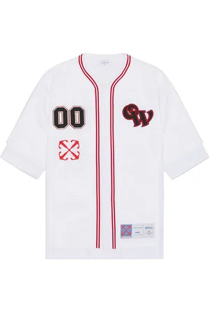 OFF-WHITE Gothic Logo Baseball Shirt in White - White. Size 50 (also in ).