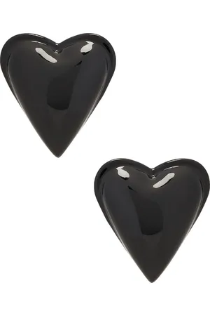 Alaïa Heart Stud Earrings in Noir - Black. Size all.
