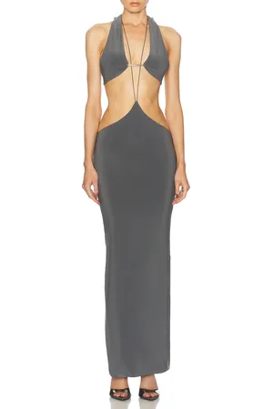 Grace Logo Tag Tie Pillar Skirt in Grey - Grey. Size M/L (also in ).