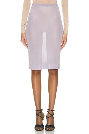 Saint Laurent Sheer Midi Skirt in Lilas Cendre - Lavender. Size XS (also in ).
