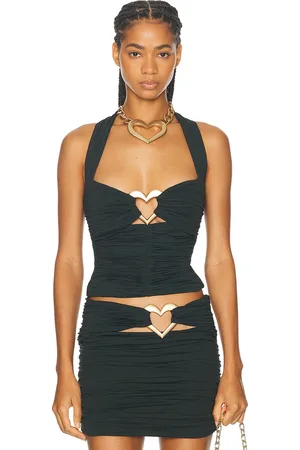 AREA Ruched Halter Top in Green - Dark Green. Size S (also in XS).
