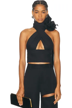 AREA Halter Top in Black - Black. Size 0 (also in 2, 4, 6).