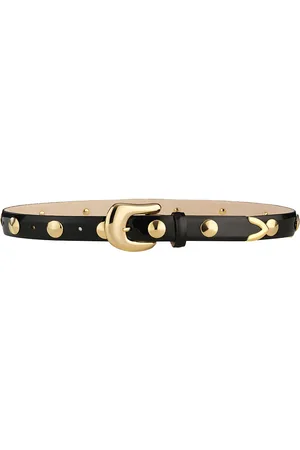 AUREUM Patent Studded Belt in Black & Gold - Black. Size M/L (also in XS/S, XXS).