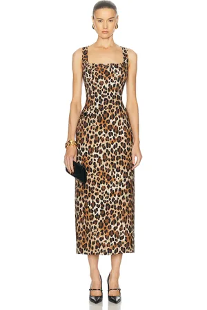 Rowen Rose Sleeveless Long Dress in Leopard - Brown. Size 36 (also in 38, 40).