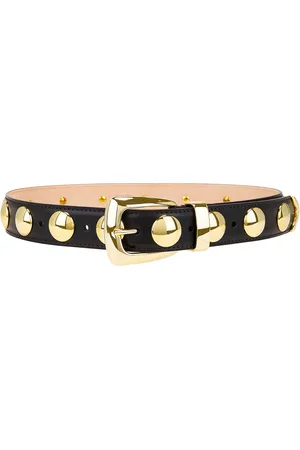 Khaite Studded Benny Belt In Black & Gold in Black - Black. Size 70 (also in 75, 80, 90).
