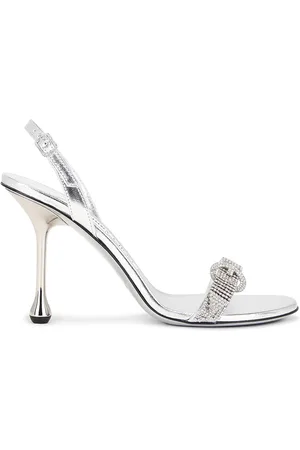 Jimmy Choo Tabatha 95 Slingback Heel in Silver & Crystal - Metallic Silver. Size 36.5 (also in ).