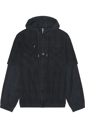 SACAI Gonz Multi Patch Plaid Hoodie in Black - Blue. Size 4 (also in ).
