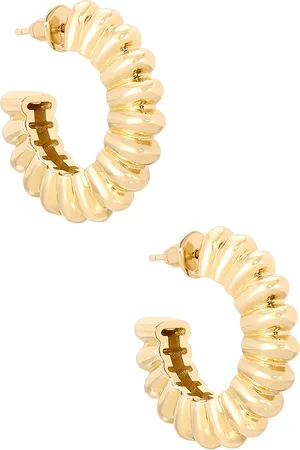 mega Twixie Hoop Earrings in 14k Gold Plated - Metallic Gold. Size all.