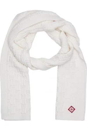 Casablanca Column Stitch Scarf in White - Cream. Size all.