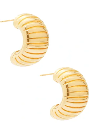 mega Large Step Earrings in 14k Gold Plated - Metallic Gold. Size all.