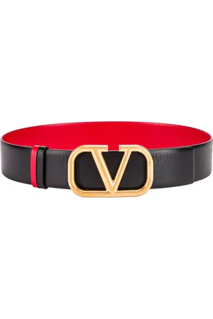 VALENTINO GARAVANI Logo Belt in Nero & Rouge Pur - Black. Size 65 (also in 70, 75, 80, 85, 90).