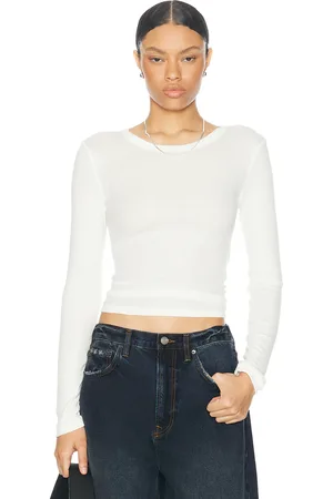 St Agni Organic Cotton Long Sleeve Top in White - White. Size M (also in ).