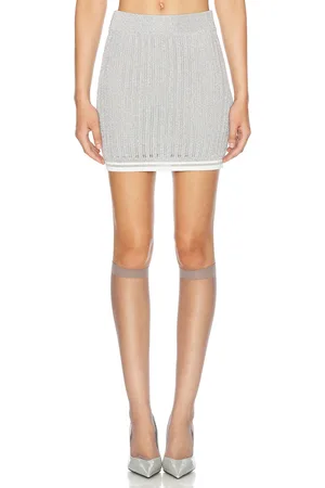 Casablanca Knit Mini Skirt in Silver - Metallic Silver. Size L (also in M).