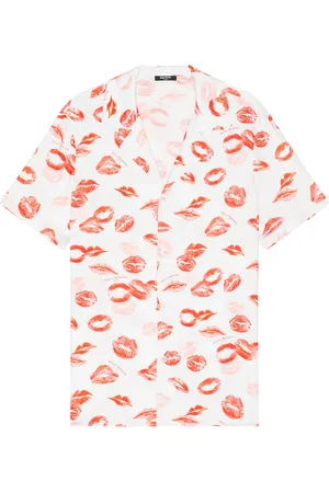Balmain Kiss Print Pyjama Shirt in White & Red - White. Size 50 (also in ).