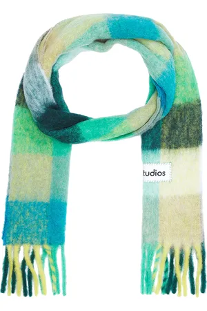 Acne Studios Vally Scarf in Jade Green & Yellow - Yellow. Size all.