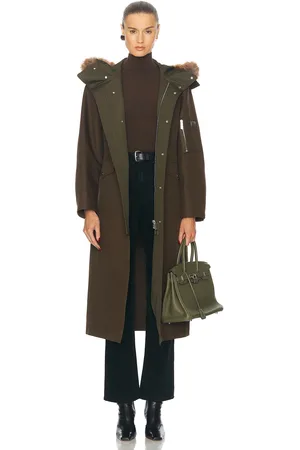 Burberry Long Washed Parka in Loch - Olive. Size L (also in M, S, XS).