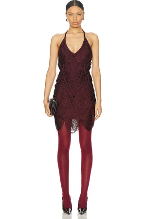 Salvatore Ferragamo Fringe Mini Dress in Bordeaux - Burgundy. Size M (also in ).