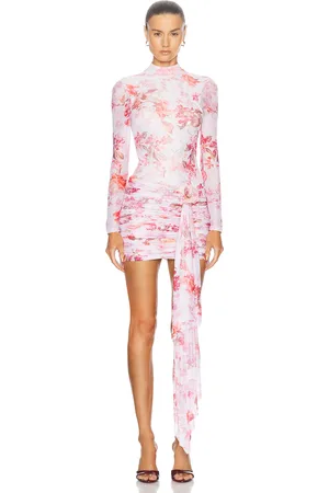 PATBO Floral Haze Stretch Tulle Mini Dress in Vapor - Pink. Size 2 (also in 4).