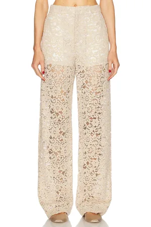 BLUMARINE Rebrode Lace Pant in White Angora - Cream. Size 38 (also in ).