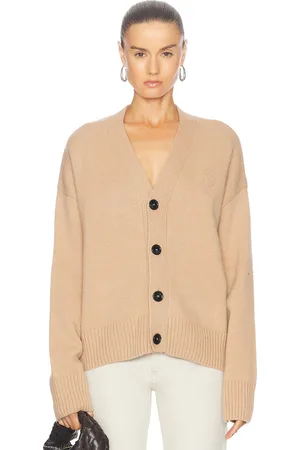 Ami Embossed Adc Cardigan in Nude - Nude. Size L (also in ).