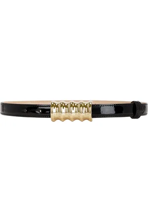 Khaite Julius 20mm Patent Belt in Black & Gold - Blush. Size 70 (also in 75, 80, 85, 90).