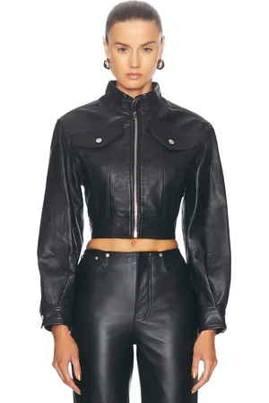 Moschino Leather Jacket in Black - Black. Size 36 (also in 38).