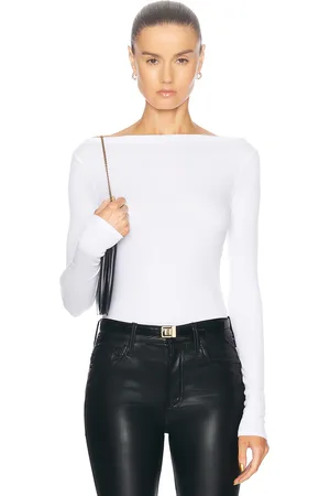 ENZA COSTA Silk Knit Boat Neck Top in White - White. Size XL (also in ).