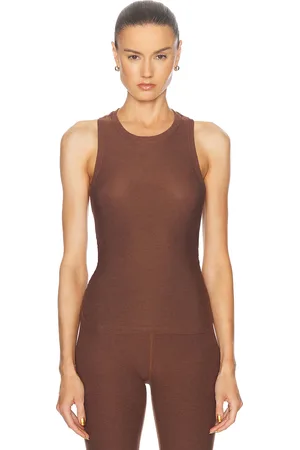 Beyond Yoga Featherweight Your Fit Shirred Tank Top in Bold Mocha Heather - Brown. Size XS (also in ).
