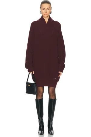 Victoria Beckham Shawl Neck Sweater Dress in Port - Wine. Size M (also in S).