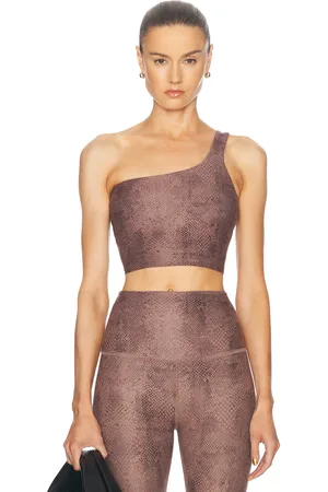 Beyond Yoga Softmark One And Only Shoulder High Cropped Tank Top in Neutral Snakeskin - Brown. Size XS (also in ).