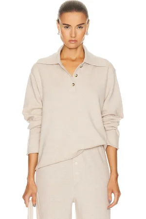 Guest In Residence Everyday Polo Top in Oatmeal - Cream. Size L (also in M, S, XS).
