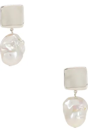Agmes Baroque Luca Earrings in Sterling Silver & Pearl - Metallic Silver. Size all.
