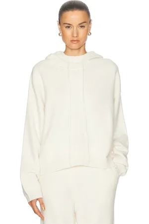 Loulou de Saison Sarla Cashmere Hoodie in Ivory - Ivory. Size M (also in S).