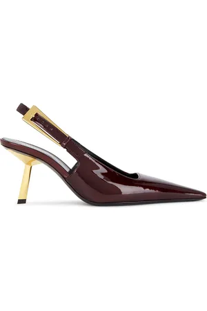 Saint Laurent Stone Slingback Pump in Marron Glace - Burgundy. Size 36 (also in 36.5, 37, 37.5, 39).