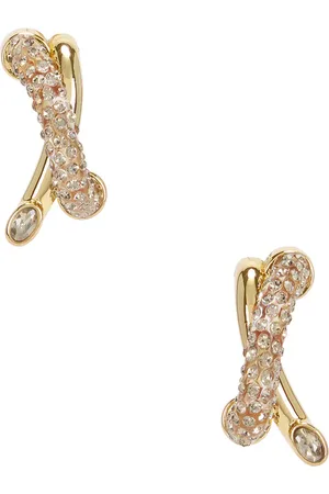 DEMARSON Karlie Earrings in 12k Shiny Gold Clear & Crystal Velvet - Metallic Gold. Size all.