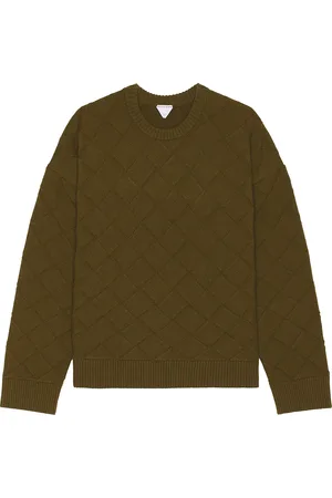 Bottega Veneta Crew Neck Wool Intreccio 3d Knit Sweater in Olive Oil - Olive. Size XL/1X (also in ).