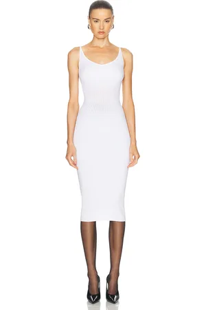 MUGLER Tank Midi Dress in Off White - White. Size L (also in XS).
