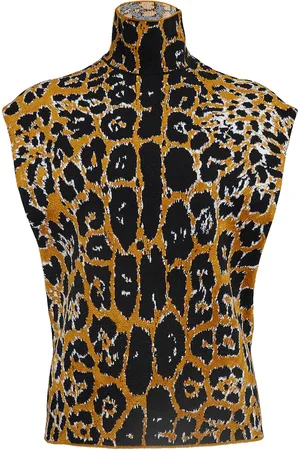 Alaïa Leopard Top in Noir & Multicolor - Brown. Size 38 (also in 40).