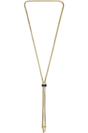 DEMARSON Emerie Slider Necklace in 12k Shiny Gold Jet & Crystal - Metallic Gold. Size all.