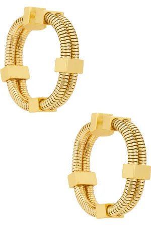 DEMARSON Laina Hoop Earrings in 12k Shiny Gold & Worn Gold - Metallic Gold. Size all.