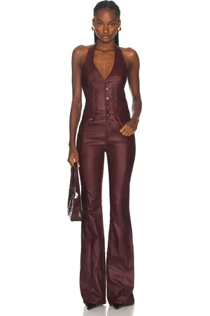 Retrofete Cynthia Jumpsuit in Coated Port - Red. Size L (also in ).