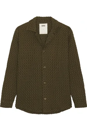Oas Waffle Cuba Long Sleeve Shirt in Turtle - Army. Size L (also in S).