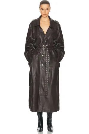Ludovic De Saint Sernin Amanda Trench Leather Coat in Brown - Brown. Size XS (also in ).