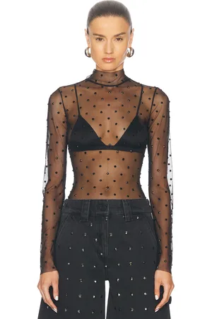 Retrofete Lilith Mesh Top in Black - Black. Size L (also in M, S, XL, XS).
